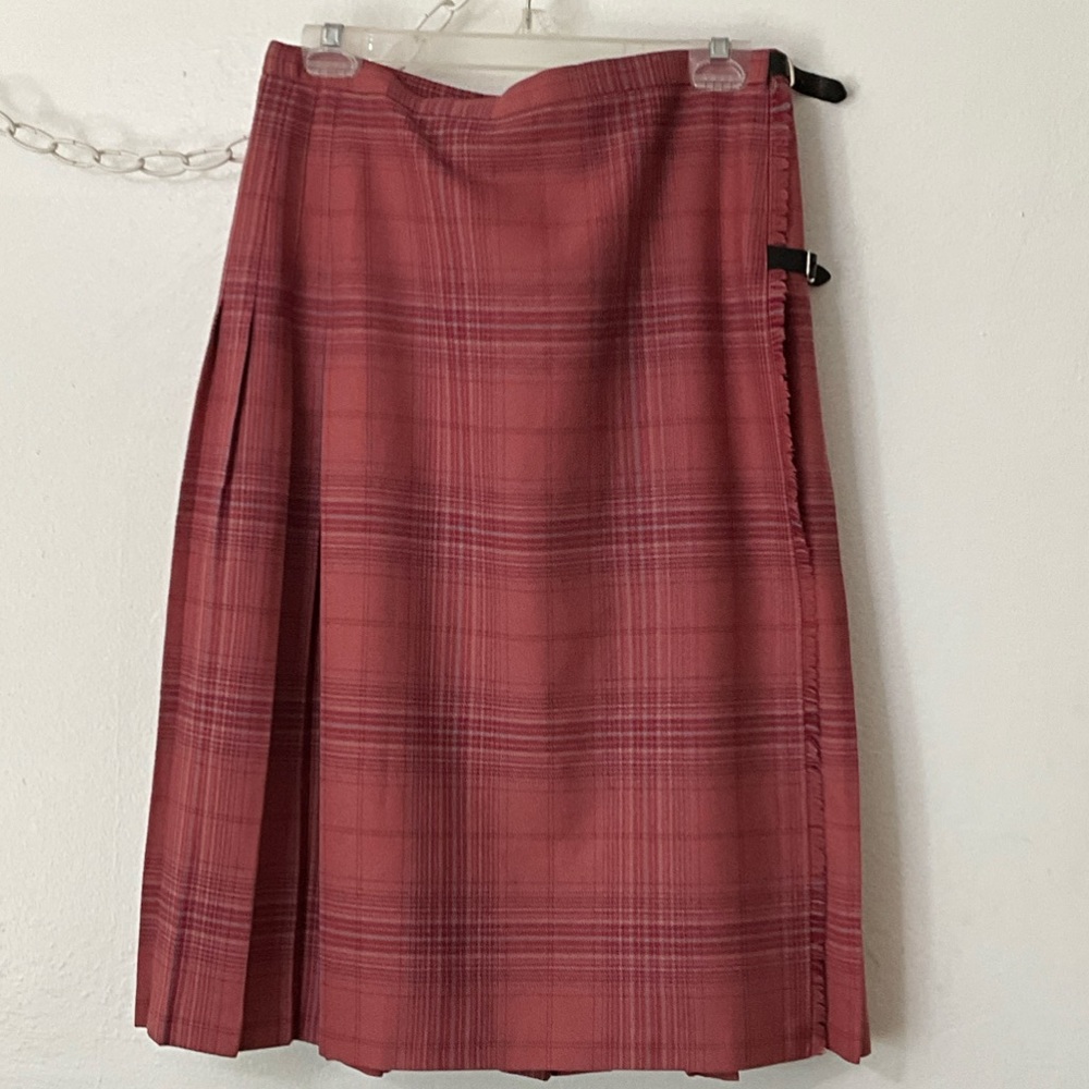 Plaid Wrap Midi Skirt in Rose